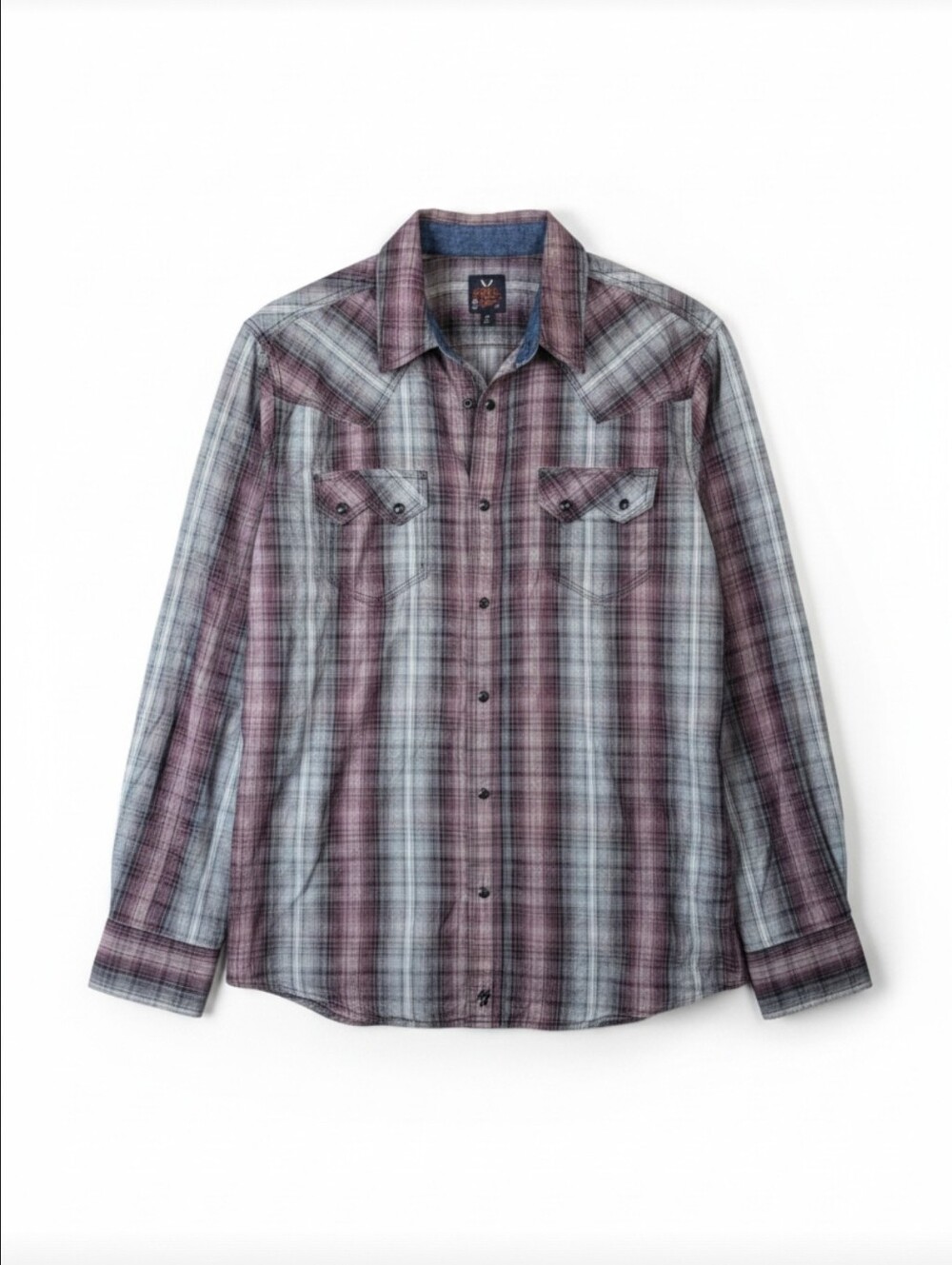 Moonshine Spirit Brad Paisley Mens Maroon Plaid Pearl Snap Western Shirt Medium